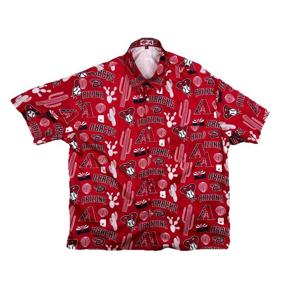 Tyson Arizona Diamondbacks 25th Anniversary Graphic Hawaiian Shirt Red Mens XL - Picture 1 of 10